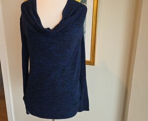 Women's Blue Cowl Neck Sweater